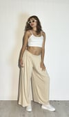 Kadın Bel Lastikli Double Face Kumaş Pileli Geniş Paça Ekru Pantolon-Pantolon-Tf The Fancy For You-9751-3-Kadın Bel Lastikli Double Face Kumaş Pileli Geniş Paça Ekru Pantolon