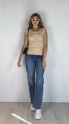 Kadın Bisiklet Yaka Barbie Baskılı Kolu Fırfırlı Bluz Bej Tişört-T-shirt-Tf The Fancy For You-6918-2-Kadın Bisiklet Yaka Barbie Baskılı Kolu Fırfırlı Bluz Tişört