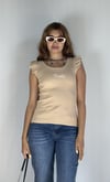 Kadın Bisiklet Yaka Barbie Baskılı Kolu Fırfırlı Bluz Bej Tişört-T-shirt-Tf The Fancy For You-6918-2-Kadın Bisiklet Yaka Barbie Baskılı Kolu Fırfırlı Bluz Tişört