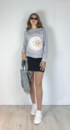 Kadın Bisiklet Yaka Baskı Detaylı Sweatshirt - Gri-Sweatshirt-Tf The Fancy For You-69503-Kadın Bisiklet Yaka Baskı Detaylı Sweatshirt