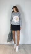 Kadın Bisiklet Yaka Baskı Detaylı Sweatshirt - Gri-Sweatshirt-Tf The Fancy For You-69503-Kadın Bisiklet Yaka Baskı Detaylı Sweatshirt