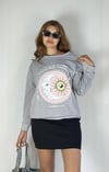 Kadın Bisiklet Yaka Baskı Detaylı Sweatshirt - Gri-Sweatshirt-Tf The Fancy For You-69503-Kadın Bisiklet Yaka Baskı Detaylı Sweatshirt