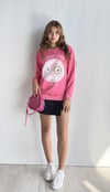 Kadın Bisiklet Yaka Baskı Detaylı Sweatshirt - Pembe-Sweatshirt-Tf The Fancy For You-69504-Kadın Bisiklet Yaka Baskı Detaylı Sweatshirt