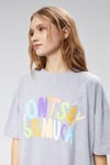 Kadın Bisiklet Yaka Baskılı Kısa Kollu Oversize Gri Tişört -T-shirt-Tf The Fancy For You-7733-1-Kadın Bisiklet Yaka Baskılı Kısa Kollu Oversize Gri Tişört 