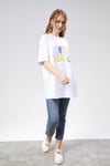 Kadın Bisiklet Yaka Baskılı Kısa Kollu Oversize Beyaz Tişört -T-shirt-Tf The Fancy For You-7733-2-Kadın Bisiklet Yaka Baskılı Kısa Kollu Oversize Beyaz Tişört 