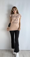 Kadın Bisiklet Yaka Baskılı Kısa Kollu Oversize Bej Tişört -T-shirt-Tf The Fancy For You-8412-3-Kadın Bisiklet Yaka Baskılı Kısa Kollu Oversize Bej Tişört 
