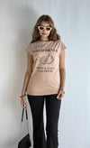 Kadın Bisiklet Yaka Baskılı Kısa Kollu Oversize Bej Tişört -T-shirt-Tf The Fancy For You-8412-3-Kadın Bisiklet Yaka Baskılı Kısa Kollu Oversize Bej Tişört 