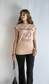 Kadın Bisiklet Yaka Baskılı Kısa Kollu Oversize Bej Tişört -T-shirt-Tf The Fancy For You-8412-3-Kadın Bisiklet Yaka Baskılı Kısa Kollu Oversize Bej Tişört 