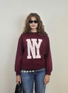 Kadın Bisiklet Yaka Baskılı Uzun Kollu Oversize Bordo Sweatshirt-Sweatshirt-Tf The Fancy For You-8386-2-Kadın Bisiklet Yaka Baskılı Uzun Kollu Oversize Bordo Sweatshirt