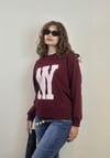 Kadın Bisiklet Yaka Baskılı Uzun Kollu Oversize Bordo Sweatshirt-Sweatshirt-Tf The Fancy For You-8386-2-Kadın Bisiklet Yaka Baskılı Uzun Kollu Oversize Bordo Sweatshirt
