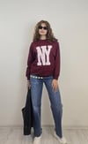 Kadın Bisiklet Yaka Baskılı Uzun Kollu Oversize Bordo Sweatshirt-Sweatshirt-Tf The Fancy For You-8386-2-Kadın Bisiklet Yaka Baskılı Uzun Kollu Oversize Bordo Sweatshirt