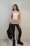 Kadın Bisiklet Yaka Baskılı Uzun Kollu Oversize Bej Sweatshirt-Sweatshirt-Tf The Fancy For You-8386-3-Kadın Bisiklet Yaka Baskılı Uzun Kollu Oversize Bordo Sweatshirt