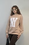 Kadın Bisiklet Yaka Baskılı Uzun Kollu Oversize Bej Sweatshirt-Sweatshirt-Tf The Fancy For You-8386-3-Kadın Bisiklet Yaka Baskılı Uzun Kollu Oversize Bordo Sweatshirt