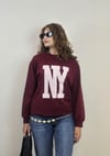 Kadın Bisiklet Yaka Baskılı Uzun Kollu Oversize Bordo Sweatshirt-Sweatshirt-Tf The Fancy For You-8386-2-Kadın Bisiklet Yaka Baskılı Uzun Kollu Oversize Bordo Sweatshirt