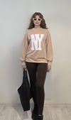 Kadın Bisiklet Yaka Baskılı Uzun Kollu Oversize Bej Sweatshirt-Sweatshirt-Tf The Fancy For You-8386-3-Kadın Bisiklet Yaka Baskılı Uzun Kollu Oversize Bordo Sweatshirt