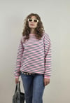 Kadın Bisiklet Yaka Çizgili Uzun Kol Oversize Sweatshirt -Sweatshirt-Tf The Fancy For You-9981-2-Kadın Çizgili Sweatshırt