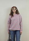 Kadın Bisiklet Yaka Çizgili Uzun Kol Oversize Sweatshirt -Sweatshirt-Tf The Fancy For You-9981-2-Kadın Çizgili Sweatshırt