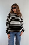 Kadın Bisiklet Yaka Çizgili Uzun Kol Oversize Sweatshirt -Sweatshirt-Tf The Fancy For You-9981-1-Kadın Çizgili Sweatshırt