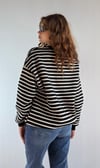 Kadın Bisiklet Yaka Çizgili Uzun Kol Oversize Sweatshirt -Sweatshirt-Tf The Fancy For You-9981-1-Kadın Çizgili Sweatshırt