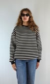 Kadın Bisiklet Yaka Çizgili Uzun Kol Oversize Sweatshirt -Sweatshirt-Tf The Fancy For You-9981-1-Kadın Çizgili Sweatshırt