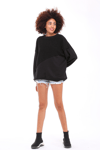 Kadın Bisiklet Yaka Garnili Sırt Detaylı Oversize Siyah Sweatshirt -Sweatshirt-Tf The Fancy For You-9051-2-Kadın Bisiklet Yaka Garnili Sırt Detaylı Oversize Siyah Sweatshirt 