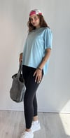 Kadın Bisiklet Yaka Kısa Kollu Oversize Basic Gök Mavisi Tişört -T-shirt-Tf The Fancy For You-9449-2-Kadın Bisiklet Yaka Kısa Kollu Oversize Basic Gök Mavisi Tişört 