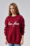Kadın Bisiklet Yaka Nakış Baskılı Uzun Kollu Oversize Kırmızı Sweatshirt-Sweatshirt-Tf The Fancy For You-9892-2-Kadın Bisiklet Yaka Nakış Baskılı Uzun Kollu Oversize Kırmızı Sweatshirt