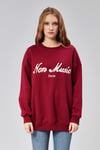 Kadın Bisiklet Yaka Nakış Baskılı Uzun Kollu Oversize Kırmızı Sweatshirt-Sweatshirt-Tf The Fancy For You-9892-2-Kadın Bisiklet Yaka Nakış Baskılı Uzun Kollu Oversize Kırmızı Sweatshirt