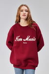 Kadın Bisiklet Yaka Nakış Baskılı Uzun Kollu Oversize Kırmızı Sweatshirt-Sweatshirt-Tf The Fancy For You-9892-2-Kadın Bisiklet Yaka Nakış Baskılı Uzun Kollu Oversize Kırmızı Sweatshirt