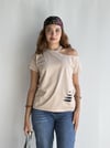 Kadın Bisiklet Yaka Omuz Dekolteli Yırtık Detaylı Basic Bej Tişört-T-shirt-Tf The Fancy For You-6249-4-Kadın Bisiklet Yaka Omuz Dekolteli Yırtık Detaylı Basic Bej Tişört
