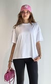 Kadın Bisiklet Yaka Pamuklu Oversize Düz Basic Beyaz Tişört-T-shirt-Tf The Fancy For You-9449-8-Kadın Bisiklet Yaka Pamuklu Oversize Düz Basic Beyaz Tişört
