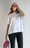 Kadın Bisiklet Yaka Pamuklu Oversize Düz Basic Beyaz Tişört-T-shirt-Tf The Fancy For You-9449-8-Kadın Bisiklet Yaka Pamuklu Oversize Düz Basic Beyaz Tişört