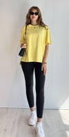 Kadın Bisiklet Yaka Pamuklu Oversize Düz Basic Sarı Tişört -T-shirt-Tf The Fancy For You-9449-5-Kadın Bisiklet Yaka Pamuklu Oversize Düz Basic Sarı Tişört 