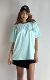 Kadın Bisiklet Yaka Sırt Nakış Detaylı Oversize Su Yeşili Tişört-T-shirt-Tf The Fancy For You-7104-1-Kadın Bisiklet Yaka Sırt Nakış Detaylı Oversize Su Yeşili Tişört