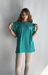 Kadın Bisiklet Yaka Sırt Nakış Detaylı Oversize Mint Tişört-T-shirt-Tf The Fancy For You-7104-2-Kadın Bisiklet Yaka Sırt Nakış Detaylı Oversize Mint Tişört