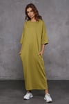 Kadın Bisiklet Yaka Truvakar Kol Çift Cepli Oversize Haki Uzun Elbise -Elbise-Tf The Fancy For You-8153-2-Kadın Bisiklet Yaka Truvakar Kol Çift Cepli Oversize Haki Uzun Elbise 