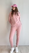 Kadın Bisiklet Yaka Uzun Kollu Bel Lastikli Oversize Pudra Eşofman Takımı -Alt Üst Takım -Tf The Fancy For You-8262takım-2-Kadın Bisiklet Yaka Uzun Kollu Bel Lastikli Oversize Pudra Eşofman Takımı 