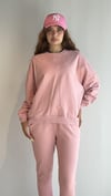 Kadın Bisiklet Yaka Uzun Kollu Bel Lastikli Oversize Pudra Eşofman Takımı -Alt Üst Takım -Tf The Fancy For You-8262takım-2-Kadın Bisiklet Yaka Uzun Kollu Bel Lastikli Oversize Pudra Eşofman Takımı 