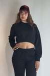 Kadın Bisiklet Yaka Uzun Kollu Crop Top Sweatshirt Siyah Eşofman Takımı-Alt Üst Takım -Tf The Fancy For You-9120-4-Kadın Bisiklet Yaka Uzun Kollu Crop Top Sweatshirt Siyah Eşofman Takımı
