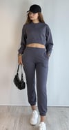 Kadın Bisiklet Yaka Uzun Kollu Crop Top Sweatshirt Lacivert Eşofman Takımı-Alt Üst Takım -Tf The Fancy For You-9120-3-Kadın Bisiklet Yaka Uzun Kollu Crop Top Sweatshirt Lacivert Eşofman Takımı
