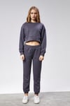 Kadın Bisiklet Yaka Uzun Kollu Crop Top Sweatshirt Eşofman Takımı -YENİ GELENLER-Tf The Fancy For You-9120-Kadın Bisiklet Yaka %100 Pamuklu Standart Kalıp Özel Dikim Crop Eşofman Takımı