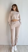 Kadın Bisiklet Yaka Uzun Kollu Crop Top Sweatshirt Bej Eşofman Takımı-Alt Üst Takım -Tf The Fancy For You-9120-1-Kadın Bisiklet Yaka Uzun Kollu Crop Top Sweatshirt Bej Eşofman Takımı