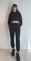 Kadın Bisiklet Yaka Uzun Kollu Crop Top Sweatshirt Siyah Eşofman Takımı-Alt Üst Takım -Tf The Fancy For You-9120-4-Kadın Bisiklet Yaka Uzun Kollu Crop Top Sweatshirt Siyah Eşofman Takımı