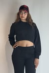 Kadın Bisiklet Yaka Uzun Kollu Crop Top Sweatshirt Siyah Eşofman Takımı-Alt Üst Takım -Tf The Fancy For You-9120-4-Kadın Bisiklet Yaka Uzun Kollu Crop Top Sweatshirt Siyah Eşofman Takımı