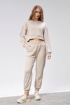 Kadın Bisiklet Yaka Uzun Kollu Crop Top Sweatshirt Eşofman Takımı -YENİ GELENLER-Tf The Fancy For You-9120-Kadın Bisiklet Yaka %100 Pamuklu Standart Kalıp Özel Dikim Crop Eşofman Takımı