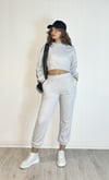 Kadın Bisiklet Yaka Uzun Kollu Crop Top Sweatshirt Gri Eşofman Takımı-Alt Üst Takım -Tf The Fancy For You-9120-2-Kadın Bisiklet Yaka Uzun Kollu Crop Top Sweatshirt Gri Eşofman Takımı