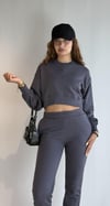 Kadın Bisiklet Yaka Uzun Kollu Crop Top Sweatshirt Lacivert Eşofman Takımı-Alt Üst Takım -Tf The Fancy For You-9120-3-Kadın Bisiklet Yaka Uzun Kollu Crop Top Sweatshirt Lacivert Eşofman Takımı