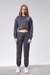 Kadın Bisiklet Yaka Uzun Kollu Crop Top Sweatshirt Eşofman Takımı -YENİ GELENLER-Tf The Fancy For You-9120-Kadın Bisiklet Yaka %100 Pamuklu Standart Kalıp Özel Dikim Crop Eşofman Takımı