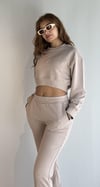 Kadın Bisiklet Yaka Uzun Kollu Crop Top Sweatshirt Bej Eşofman Takımı-Alt Üst Takım -Tf The Fancy For You-9120-1-Kadın Bisiklet Yaka Uzun Kollu Crop Top Sweatshirt Bej Eşofman Takımı