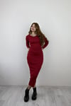 Kadın Bisiklet Yaka Uzun Kollu Maxi Boy Düz Kırmızı Elbise-Elbise-Tf The Fancy For You-1430yenielbise-6-Kadın Bisiklet Yaka Uzun Kollu Maxi Boy Düz Kırmızı Elbise
